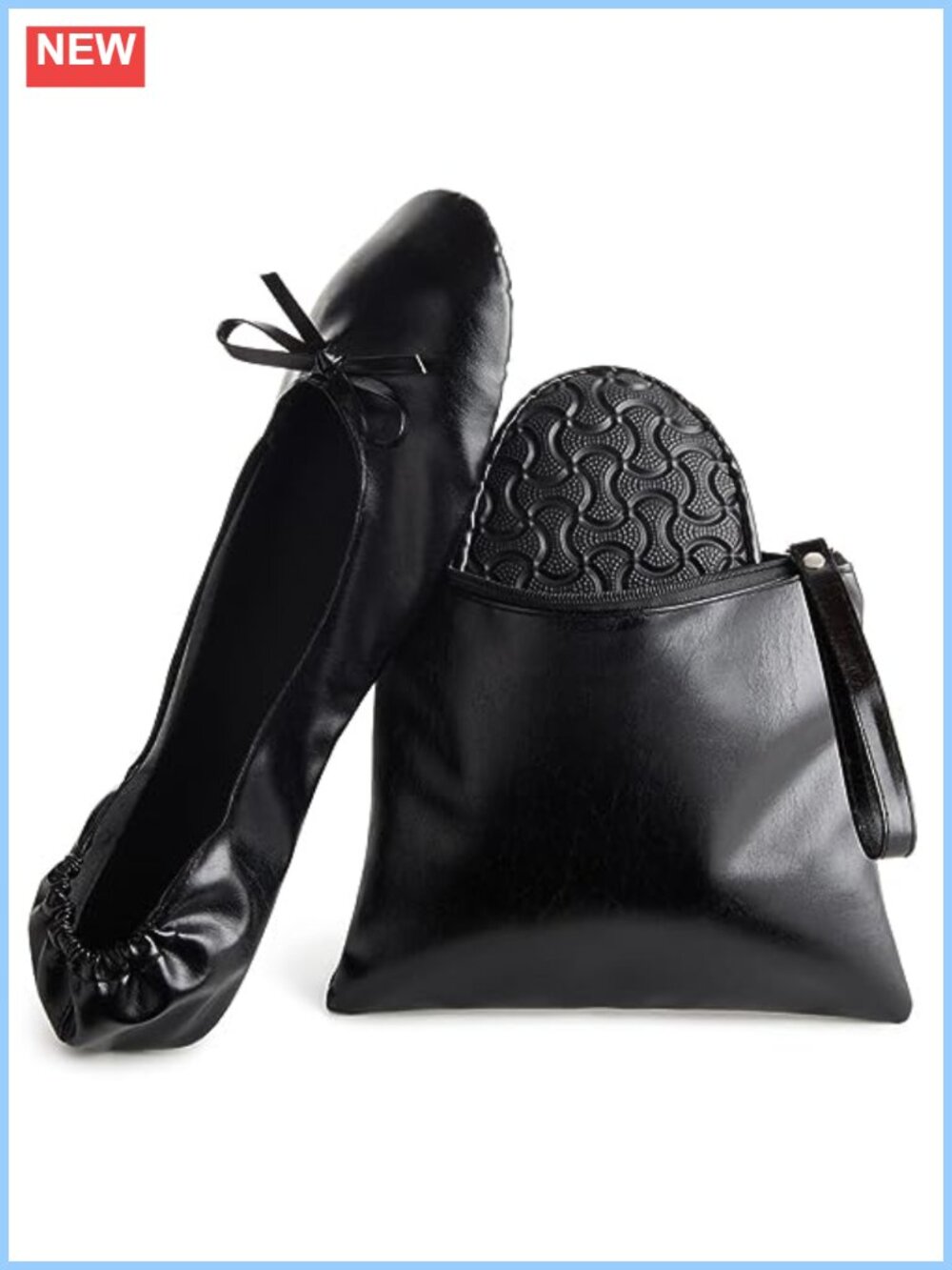 Foldable Ballet Flats Women Portable Roll Up Travel Shoes with Carrying Case